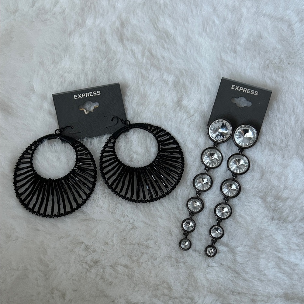 Express Black and Silver Statement Earrings Set